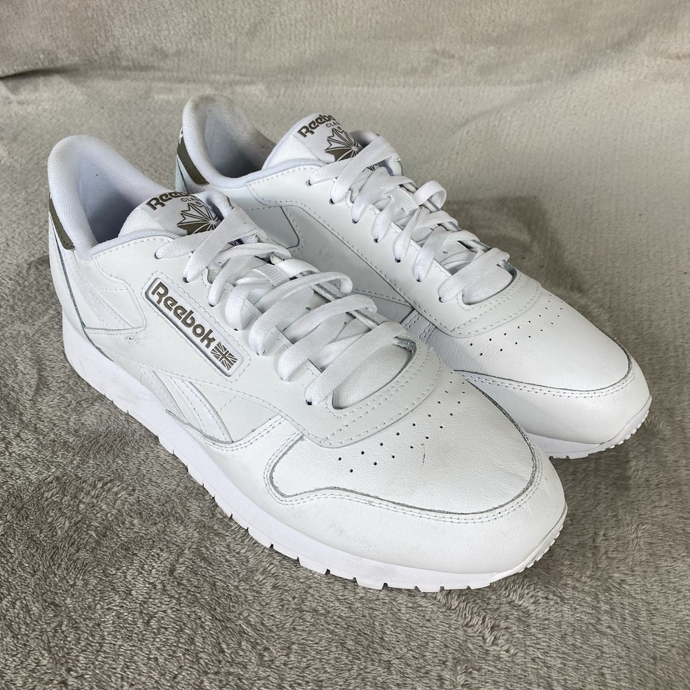 Reebok Classic Shoes Sneakers Mens Size 10 White Gritty Grey Leather NEW